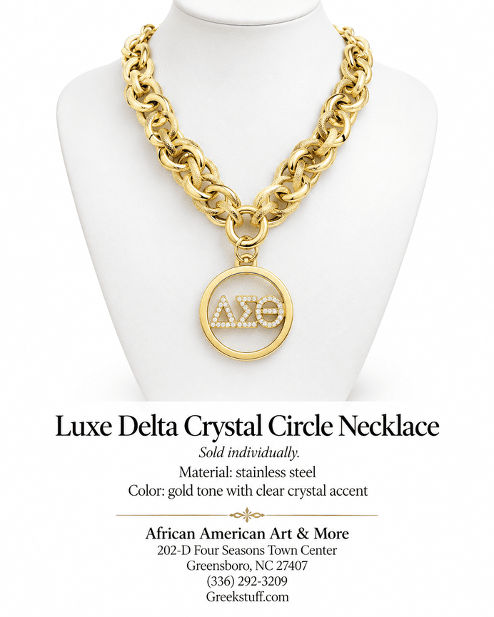 Luxe Delta Crystal Circle Necklace (Gold)