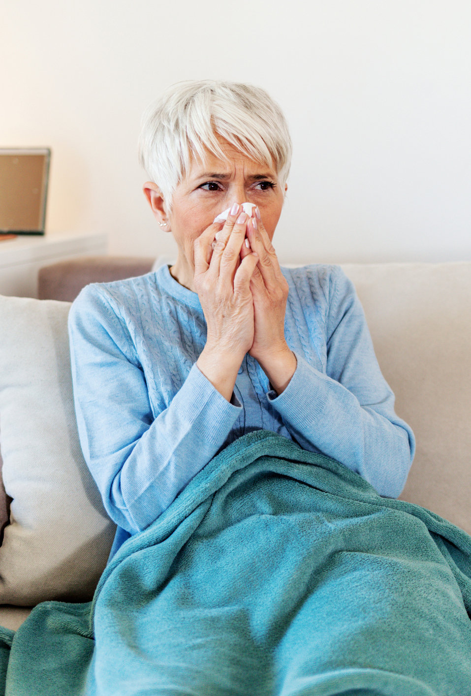 Patient at home receiving urgent medical house call care in Houston, Texas